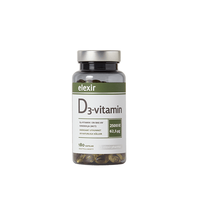 Elexir Pharma D3-vitamin 2500 IE, 180 kapslar