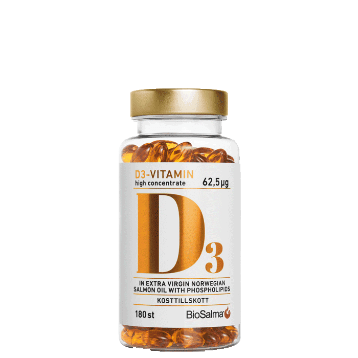 BioSalma D3-vitamin 62,5 µg High Concentrate, 180 kapslar