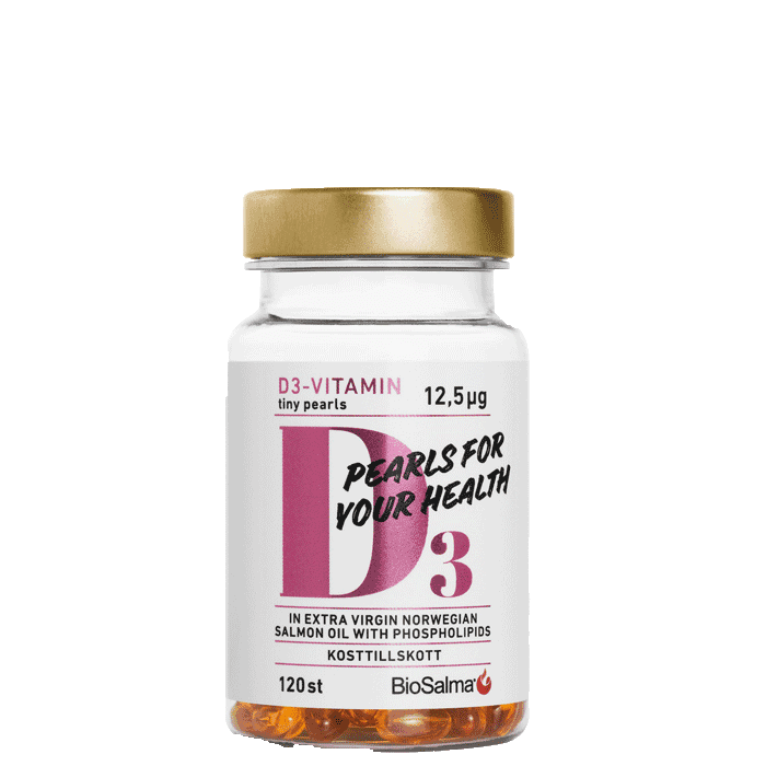 BioSalma D3-vitamin 12,5 µg Tiny Pearls, 120 kapslar