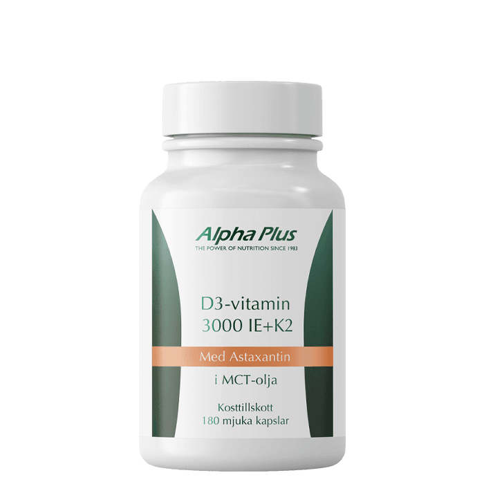 Alpha Plus D3-vitamin 3000 IE + K2, 180 kapslar