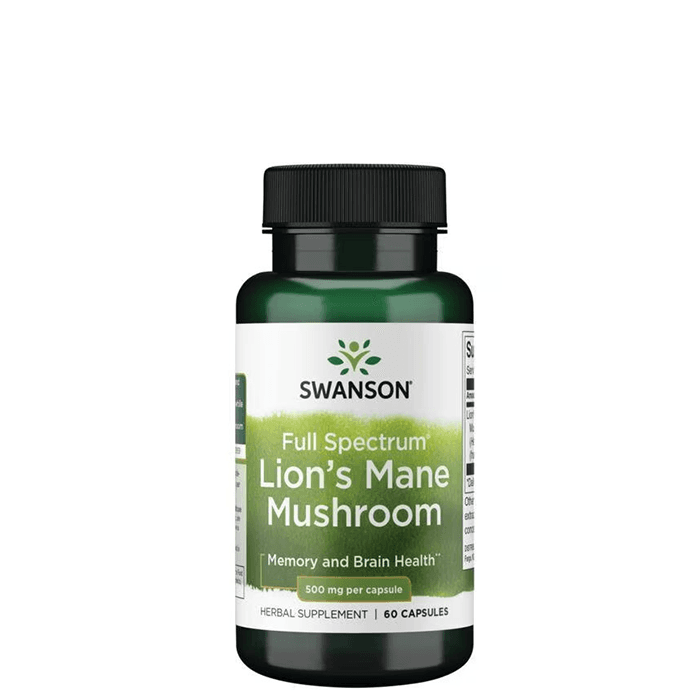 Swanson Full Spectrum Lion's Mane Mushroom 500 mg, 60 kapslar