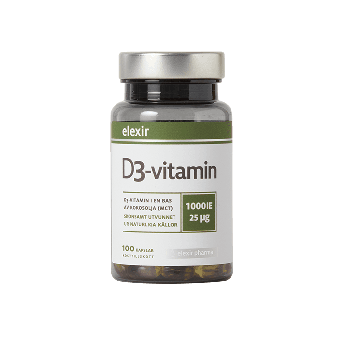 Elexir Pharma D3-vitamin 25 mcg 1000 IE, 100 kapslar