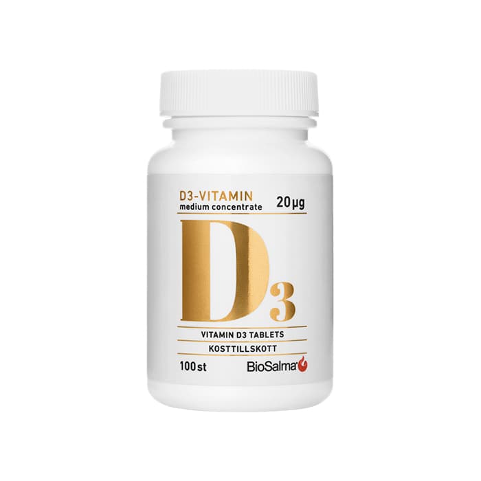 BioSalma D3-vitamin Medium Concentrate 20 µg, 100 tabletter
