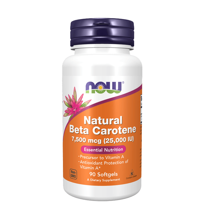 Now Foods Natural Betakaroten 25 000 IE, 90 kapslar