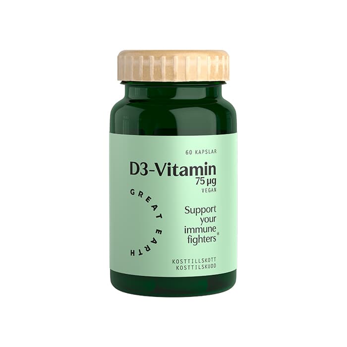Great Earth Vitamin D3 Vegan 75 µg, 60 kapslar