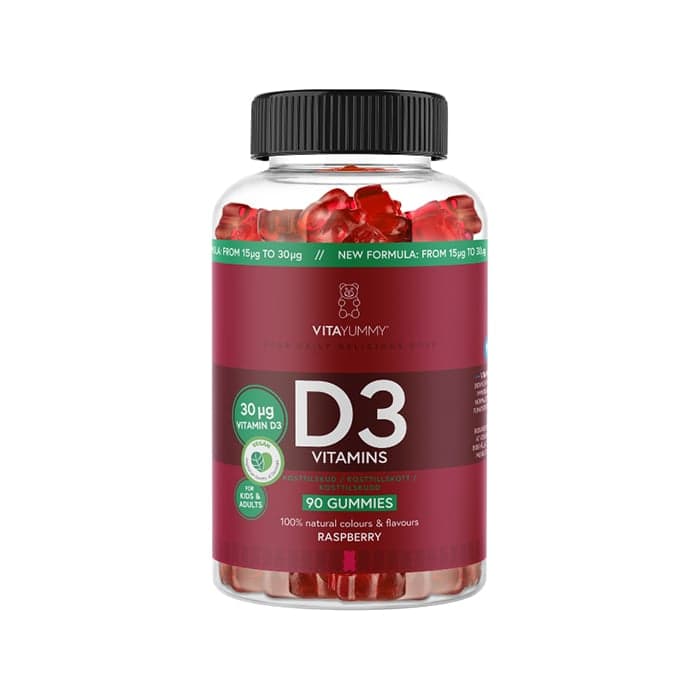 VitaYummy D3 Vitamins Hallon, 90 gummies