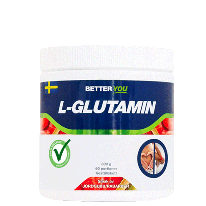 Better You Naturlig L-Glutamin Jordgubb och rabarber 300 g