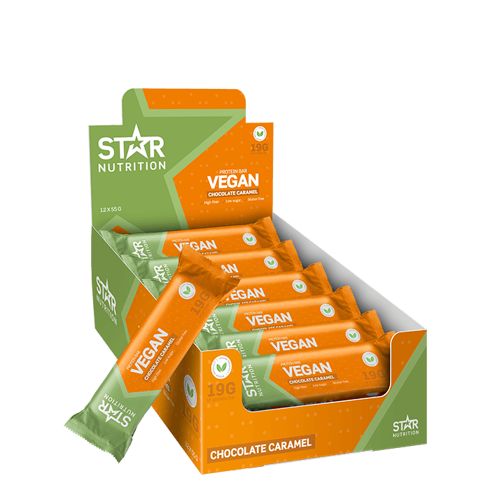 Star Nutrition Vegan Protein Bar Caramel Chocolate, 12 x 55 g